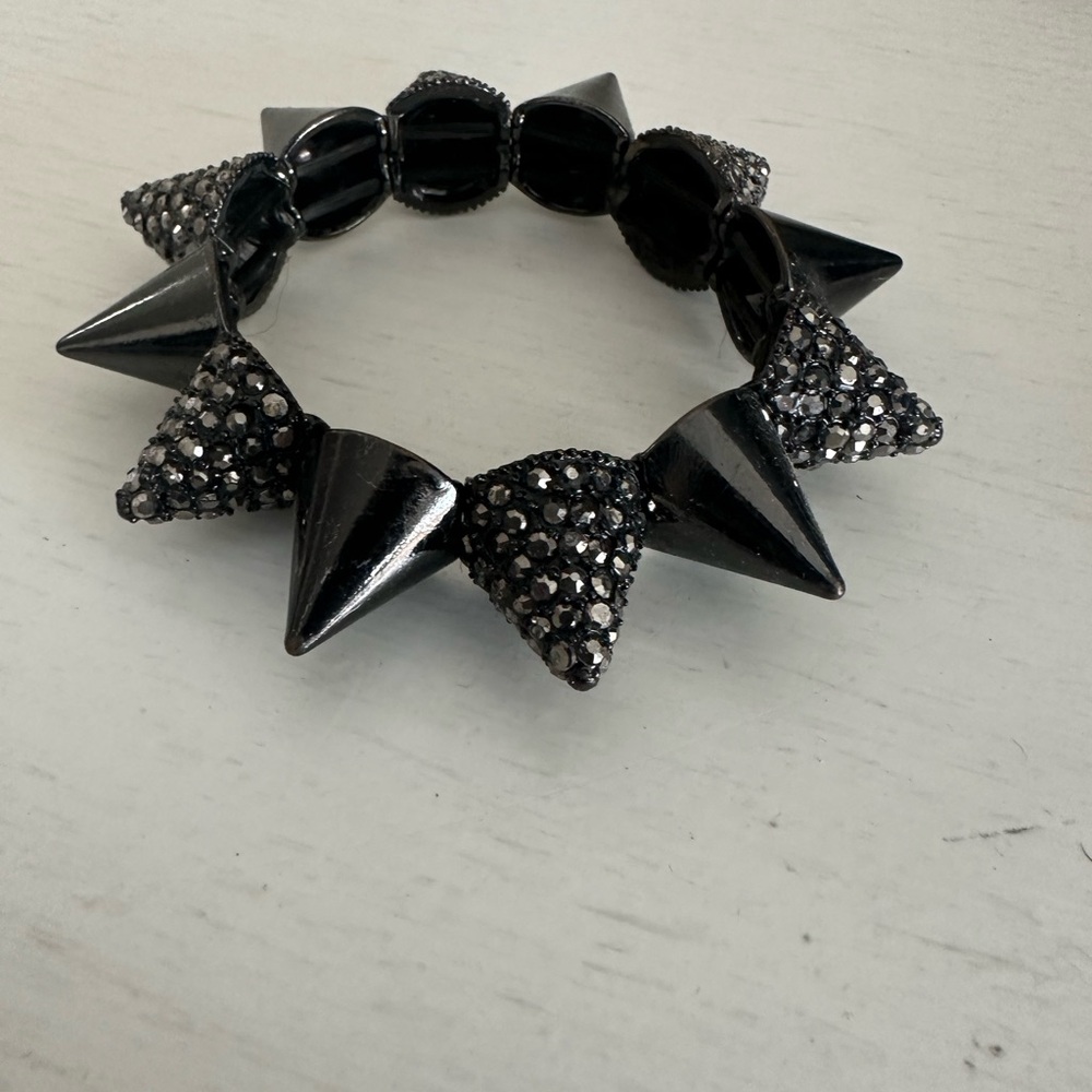 Stretchy black rock and roll bracelet